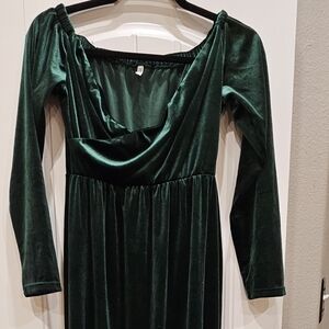 Maternity Green Velvet Dress
